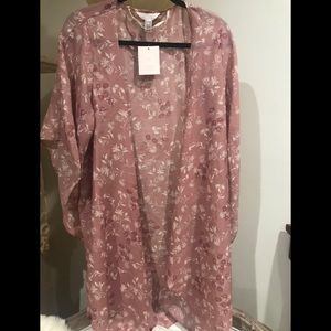Lauren Conrad Blush Floral Kimono Poncho Wrap  NWT